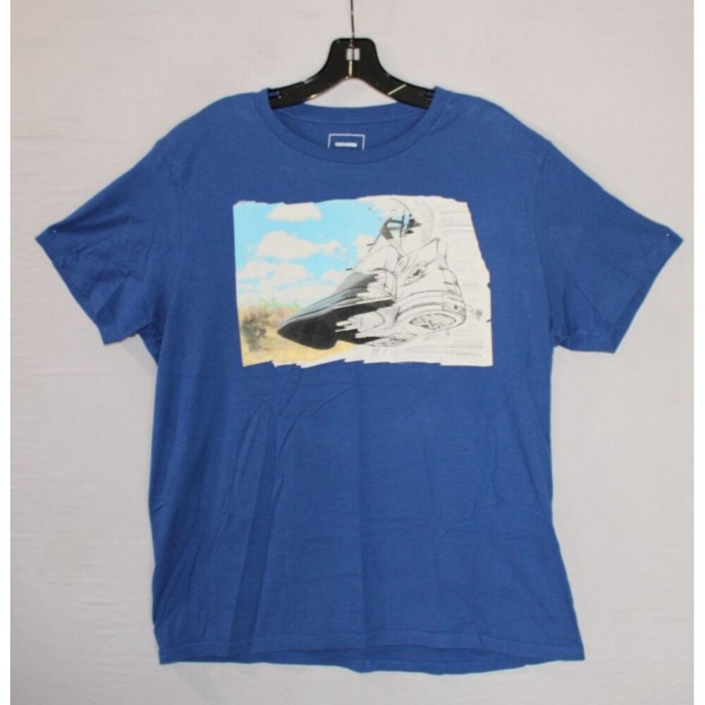 Converse Blue Graphic Logo Cotton Crew Neck Men's T-Shirt Size Large Casual